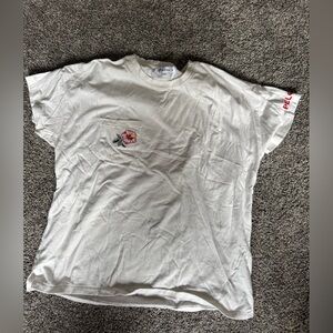 Tropical Tee with Red Logo and Floral Pocket